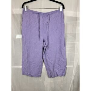 Vintage Erin London capri drawstring pants silk linen blend sz PM beachy coastal